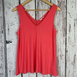 GAP Soft-spun Fresh Coral Stretch Sleeveless Top‎ Tank V-Neck Size Small Flowy